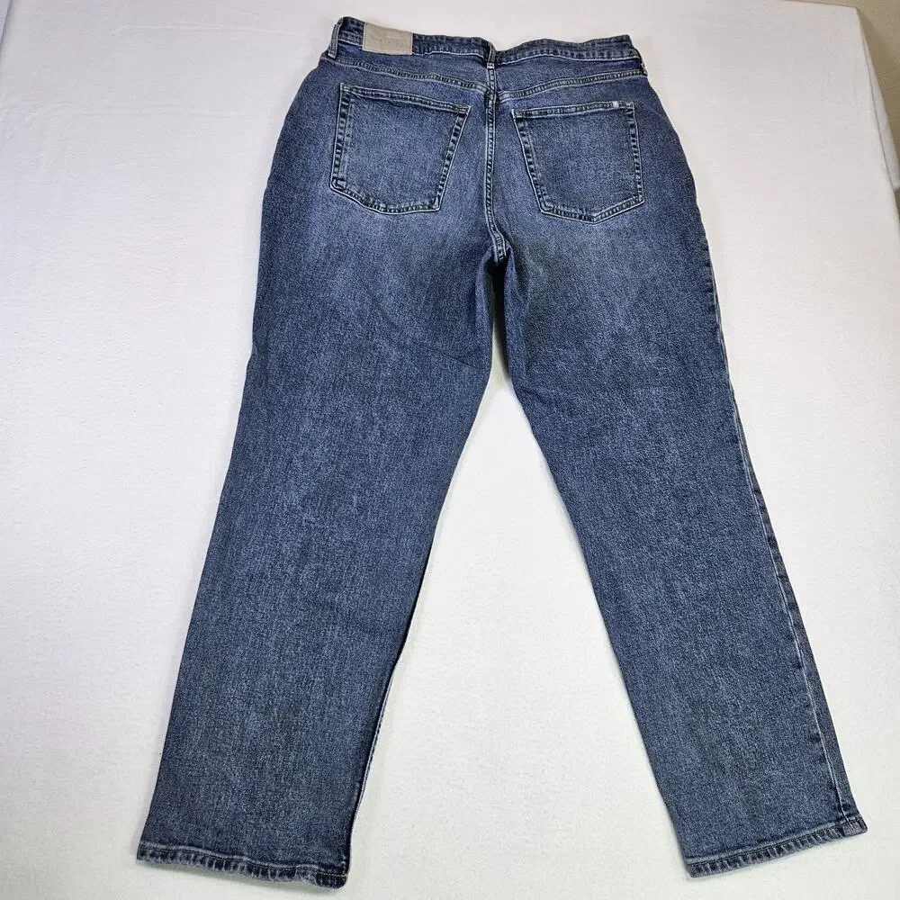 Everlane Curvy Cheeky Jeans Womens 33R 34x28 Organic Cotton Blue Rigid Denim 16